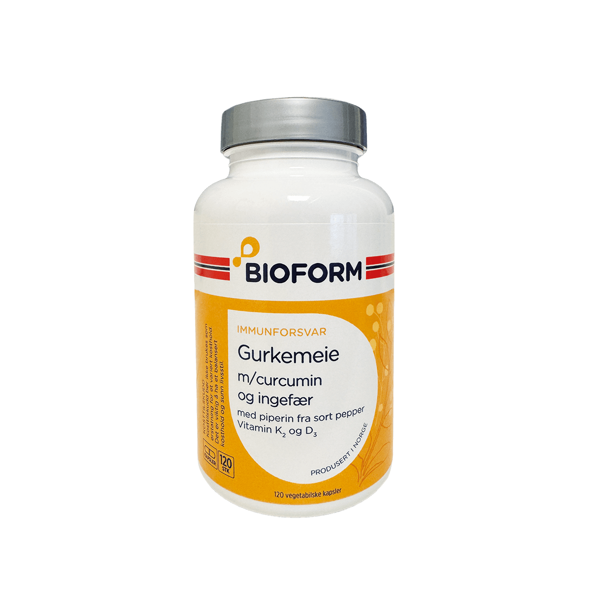 GURKEMEIE   m/Curcumin og ingefær, vitamin K2 og D3, 120 kapsler