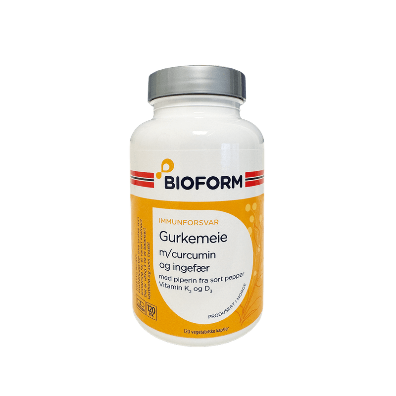 GURKEMEIE   m/Curcumin og ingefær, vitamin K2 og D3, 120 kapsler