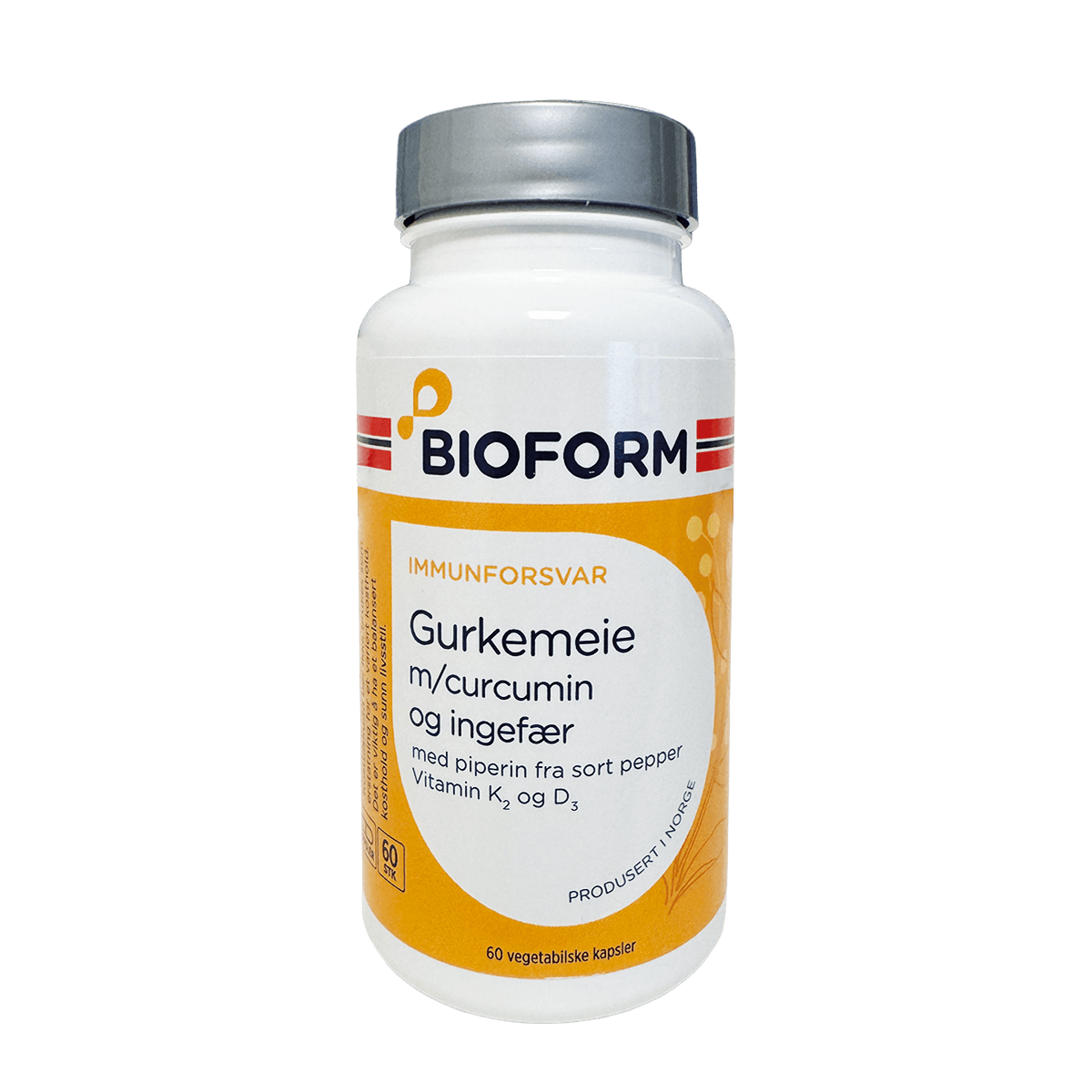 GURKEMEIE   m/Curcumin og ingefær, vitamin K2 og D3, 60 kapsler